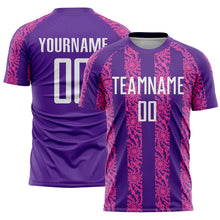 Load image into Gallery viewer, Custom Purple White-Pink Abstract Shape Sublimation Soccer Uniform Jersey
