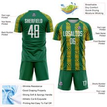 Load image into Gallery viewer, Custom Kelly Green White-Gold Abstract Shape Sublimation Soccer Uniform Jersey
