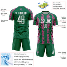 Load image into Gallery viewer, Custom Kelly Green White-Pink Abstract Shape Sublimation Soccer Uniform Jersey
