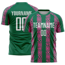 Load image into Gallery viewer, Custom Kelly Green White-Pink Abstract Shape Sublimation Soccer Uniform Jersey
