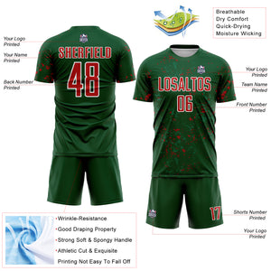 Custom Green Red-Kelly Green Abstract Fragment Art Sublimation Soccer Uniform Jersey