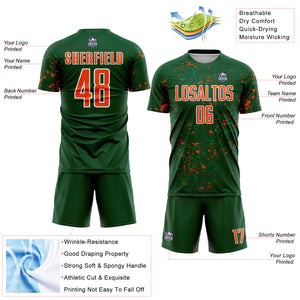 Custom Green Orange-Kelly Green Abstract Fragment Art Sublimation Soccer Uniform Jersey