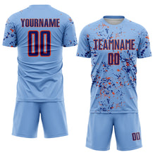 Load image into Gallery viewer, Custom Light Blue Royal-Orange Abstract Fragment Art Sublimation Soccer Uniform Jersey
