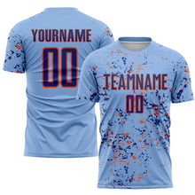 Load image into Gallery viewer, Custom Light Blue Royal-Orange Abstract Fragment Art Sublimation Soccer Uniform Jersey
