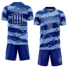 Load image into Gallery viewer, Custom Royal Light Blue-White Splash Sublimation Soccer Uniform Jersey
