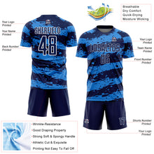 Load image into Gallery viewer, Custom Navy Powder Blue-White Splash Sublimation Soccer Uniform Jersey
