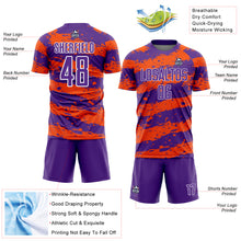 Load image into Gallery viewer, Custom Purple Orange-White Splash Sublimation Soccer Uniform Jersey
