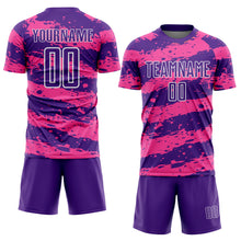 Load image into Gallery viewer, Custom Purple Pink-White Splash Sublimation Soccer Uniform Jersey
