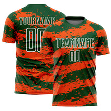 Load image into Gallery viewer, Custom Green Orange-White Splash Sublimation Soccer Uniform Jersey
