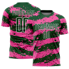 Load image into Gallery viewer, Custom Green Pink-White Splash Sublimation Soccer Uniform Jersey
