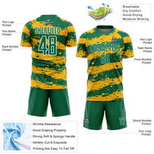 Load image into Gallery viewer, Custom Kelly Green Gold-White Splash Sublimation Soccer Uniform Jersey
