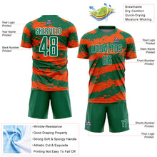 Load image into Gallery viewer, Custom Kelly Green Orange-White Splash Sublimation Soccer Uniform Jersey
