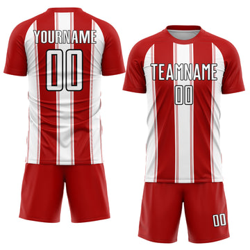 Custom Red White-Black Line Sublimation Soccer Uniform Jersey