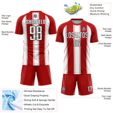 Load image into Gallery viewer, Custom Red White-Black Line Sublimation Soccer Uniform Jersey
