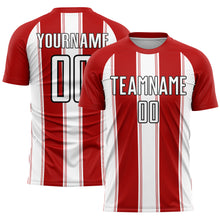 Load image into Gallery viewer, Custom Red White-Black Line Sublimation Soccer Uniform Jersey
