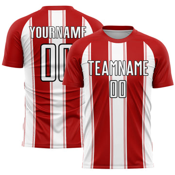 Custom Red White-Black Line Sublimation Soccer Uniform Jersey