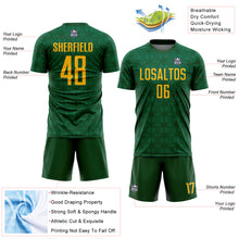 Load image into Gallery viewer, Custom Green Gold-Kelly Green Geometric Shapes Sublimation Soccer Uniform Jersey
