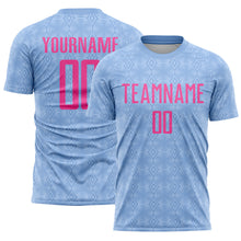 Load image into Gallery viewer, Custom Light Blue Pink Geometric Shapes Sublimation Soccer Uniform Jersey
