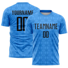 Load image into Gallery viewer, Custom Powder Blue Black Geometric Shapes Sublimation Soccer Uniform Jersey
