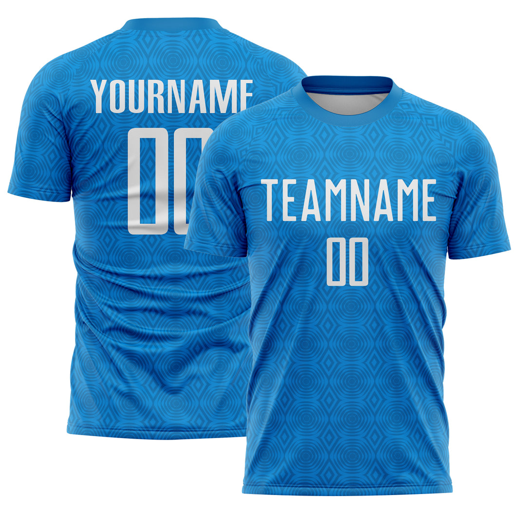 Custom Blue Black Geometric Shapes Sublimation Soccer Uniform Jersey