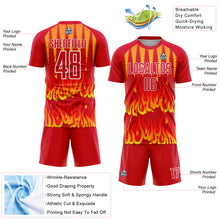 Load image into Gallery viewer, Custom Red Yellow-White Flame Sublimation Soccer Uniform Jersey
