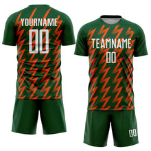 Load image into Gallery viewer, Custom Green White-Orange Zigzag Shape Sublimation Soccer Uniform Jersey
