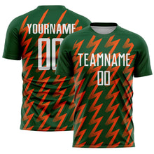 Load image into Gallery viewer, Custom Green White-Orange Zigzag Shape Sublimation Soccer Uniform Jersey
