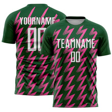 Load image into Gallery viewer, Custom Green White-Pink Zigzag Shape Sublimation Soccer Uniform Jersey
