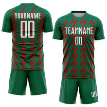 Load image into Gallery viewer, Custom Kelly Green White-Red Zigzag Shape Sublimation Soccer Uniform Jersey
