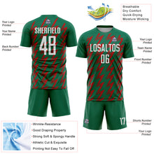 Load image into Gallery viewer, Custom Kelly Green White-Red Zigzag Shape Sublimation Soccer Uniform Jersey
