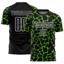 Load image into Gallery viewer, Custom Black Aurora Green-White Abstract Network Splash Sublimation Soccer Uniform Jersey
