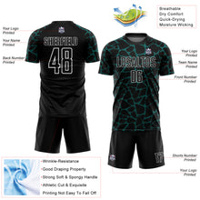 Load image into Gallery viewer, Custom Black Midnight Green-White Abstract Network Splash Sublimation Soccer Uniform Jersey
