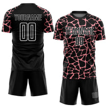 Load image into Gallery viewer, Custom Black Medium Pink-White Abstract Network Splash Sublimation Soccer Uniform Jersey
