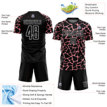 Load image into Gallery viewer, Custom Black Medium Pink-White Abstract Network Splash Sublimation Soccer Uniform Jersey
