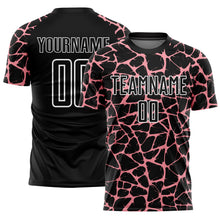 Load image into Gallery viewer, Custom Black Medium Pink-White Abstract Network Splash Sublimation Soccer Uniform Jersey
