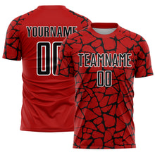 Load image into Gallery viewer, Custom Red Black-White Abstract Network Splash Sublimation Soccer Uniform Jersey
