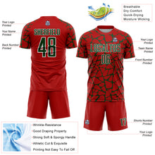 Load image into Gallery viewer, Custom Red Green-White Abstract Network Splash Sublimation Soccer Uniform Jersey
