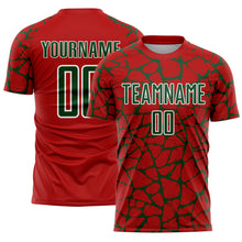 Load image into Gallery viewer, Custom Red Green-White Abstract Network Splash Sublimation Soccer Uniform Jersey
