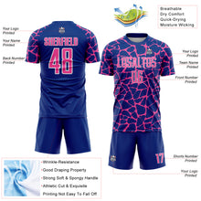 Load image into Gallery viewer, Custom Royal Pink-White Abstract Network Splash Sublimation Soccer Uniform Jersey
