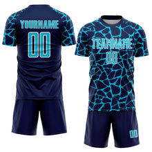 Load image into Gallery viewer, Custom Navy Lakes Blue-White Abstract Network Splash Sublimation Soccer Uniform Jersey
