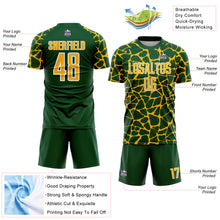 Load image into Gallery viewer, Custom Green Gold-White Abstract Network Splash Sublimation Soccer Uniform Jersey
