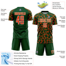 Load image into Gallery viewer, Custom Green Orange-White Abstract Network Splash Sublimation Soccer Uniform Jersey
