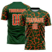 Load image into Gallery viewer, Custom Green Orange-White Abstract Network Splash Sublimation Soccer Uniform Jersey
