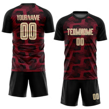 Load image into Gallery viewer, Custom Black Cream-Crimson Line Sublimation Soccer Uniform Jersey
