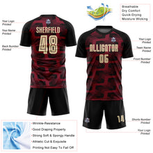 Load image into Gallery viewer, Custom Black Cream-Crimson Line Sublimation Soccer Uniform Jersey
