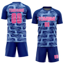 Load image into Gallery viewer, Custom Royal Pink-Light Blue Line Sublimation Soccer Uniform Jersey
