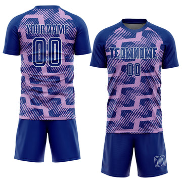 Custom Royal Light Purple-White Line Sublimation Soccer Uniform Jersey