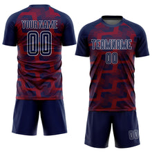 Load image into Gallery viewer, Custom Navy Crimson-White Line Sublimation Soccer Uniform Jersey
