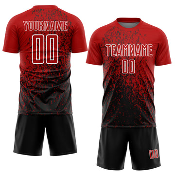 Custom Red Black-White Abstract Fragment Art Sublimation Soccer Uniform Jersey