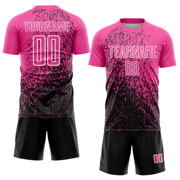 Custom Pink Black-White Abstract Fragment Art Sublimation Soccer Uniform Jersey